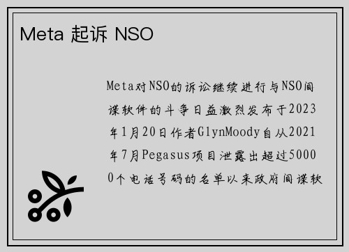 Meta 起诉 NSO 