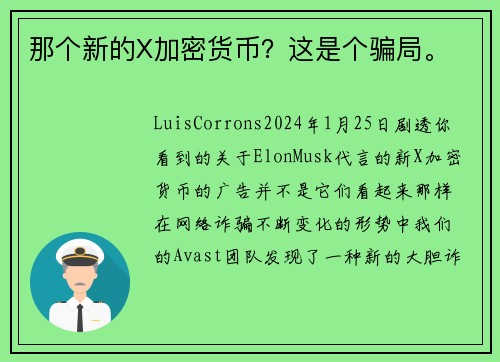 那个新的X加密货币？这是个骗局。